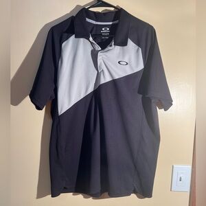 Men’s Oakley Black Grey Short Sleeve Golf Polo Shirt Size Large